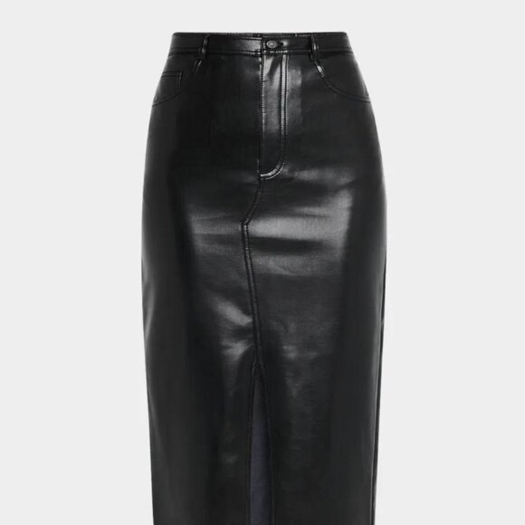 Cinq à Sept Tana Faux Leather Black Midi Skirt NWT Size 6 - Picture 5 of 5